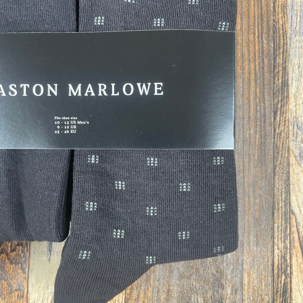 EASTON MARLOWE Men's Shoe Size 10-13 Black White Cotton Polyamide Elastane 6PK - Picture 4 of 11